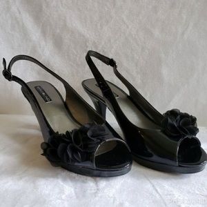 Bandolino Black Peep Toe Sling Back Heels 9.5 Women
